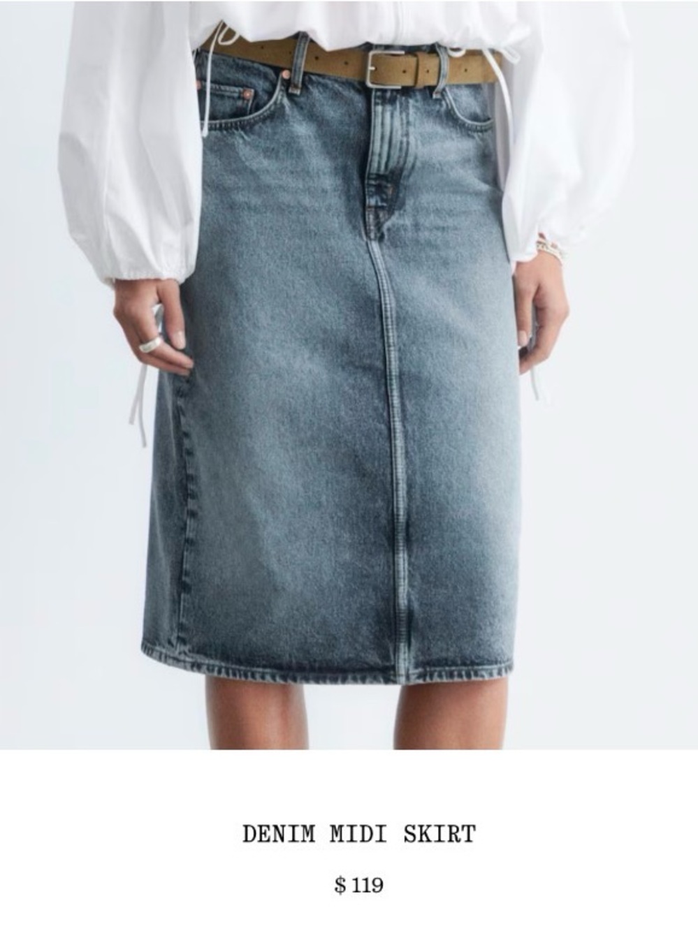 & Other Stories Midwash Denim Midi Skirt - Blue